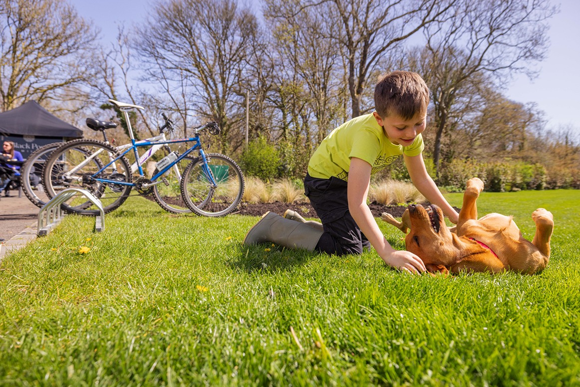 Black Pool Mill Kid And Dog